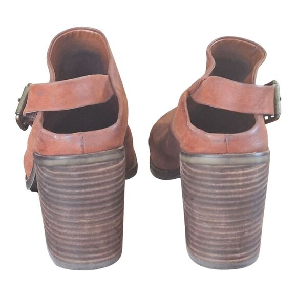 Lucky Brand Machiko Mule Slingback Stack Heeled Bootie Brown Leather size 8 / 38 - Picture 4 of 16